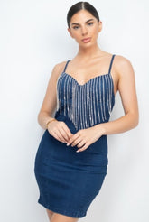 Denim Rhinestone MIni Dress